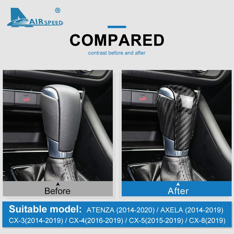 Real Carbon Fiber Sticker Gear Shift Knob Cover for Mazda CX3 CX4 CX5 CX8 ATENZA AXELA 2014 2015 2016 2017 Accessories