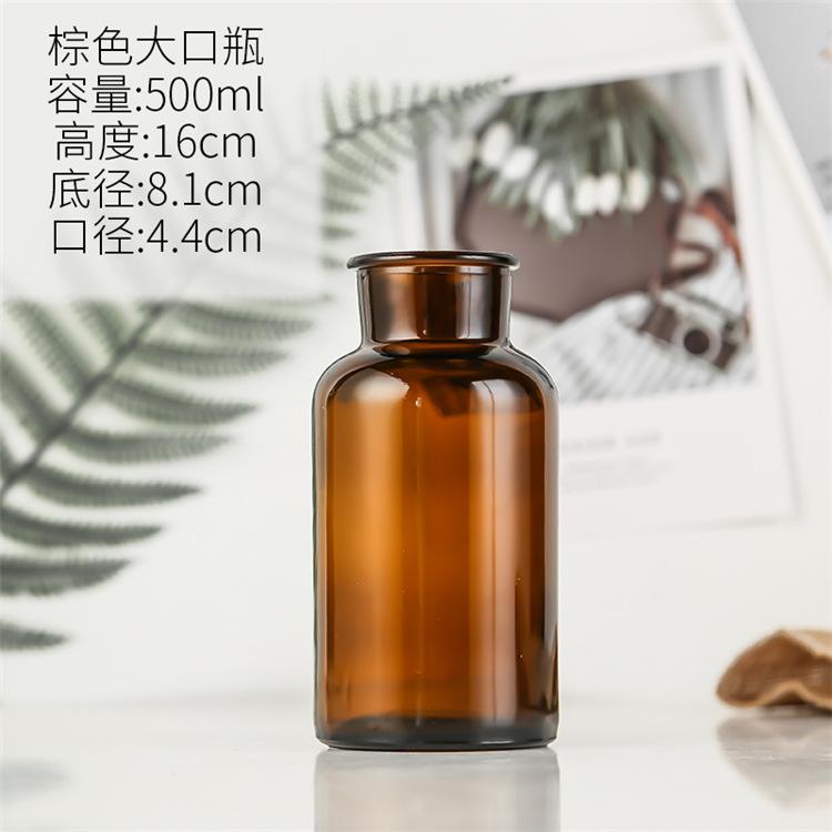 Nordic Glass Vase Home Creative Jewelry Ornaments Transparent Dried Flower Hydroponic Small Brown Bottle Vase Bedside Decoration