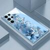 Blue Butterfly Hot-selling Exquisite Beautiful  PhoneCase Glass PhoneCase for Samsung Galaxy S26 S25 S24 S23 S22 FE Ultra Plus