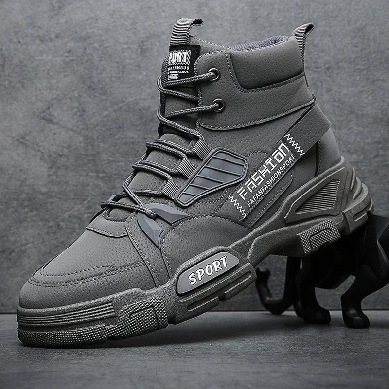 Fashion Men Boots Men Ankle Boots Autumn Outdoor Military Booties Winter Comfort High Top Shoes for Men Platform Work Boots Botas Hombre