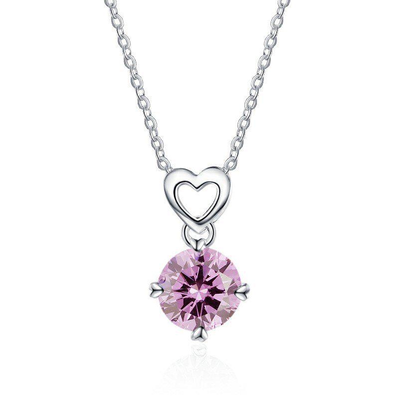 Women's Heart Necklace with 2 Carat Imitation Moissanite, Featuring 8 Hearts & Arrows, Popular In Japan & Korea, Broadcast-Style Design