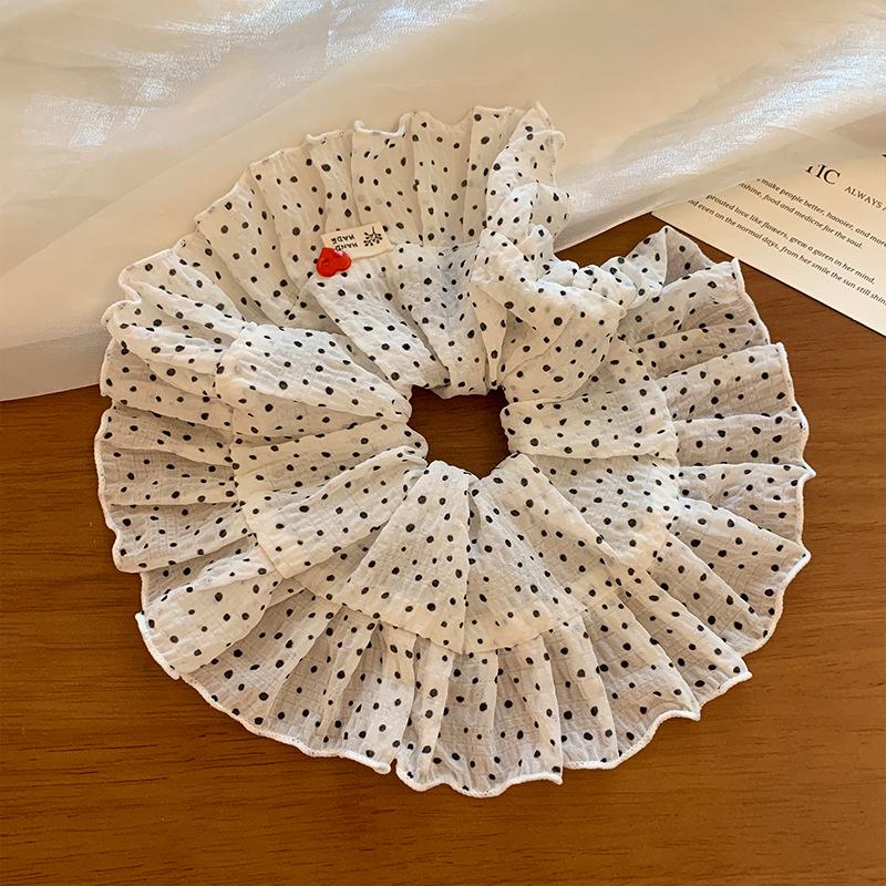 Polka Dot Ruffle Heart Hair Tie & Headband Set for Women