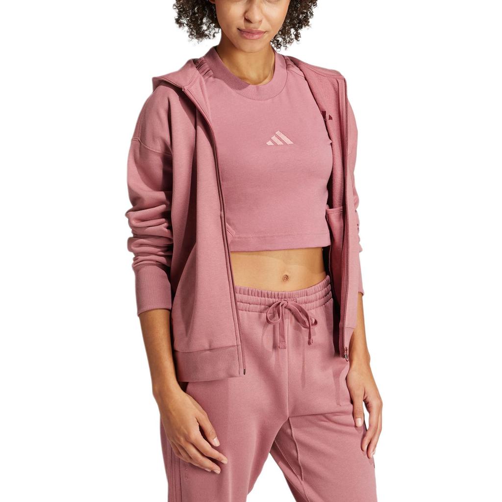 Adidas All Szn Fleece Full-Zip Hoodie Preloved Crimson Women Streetwear IY6806