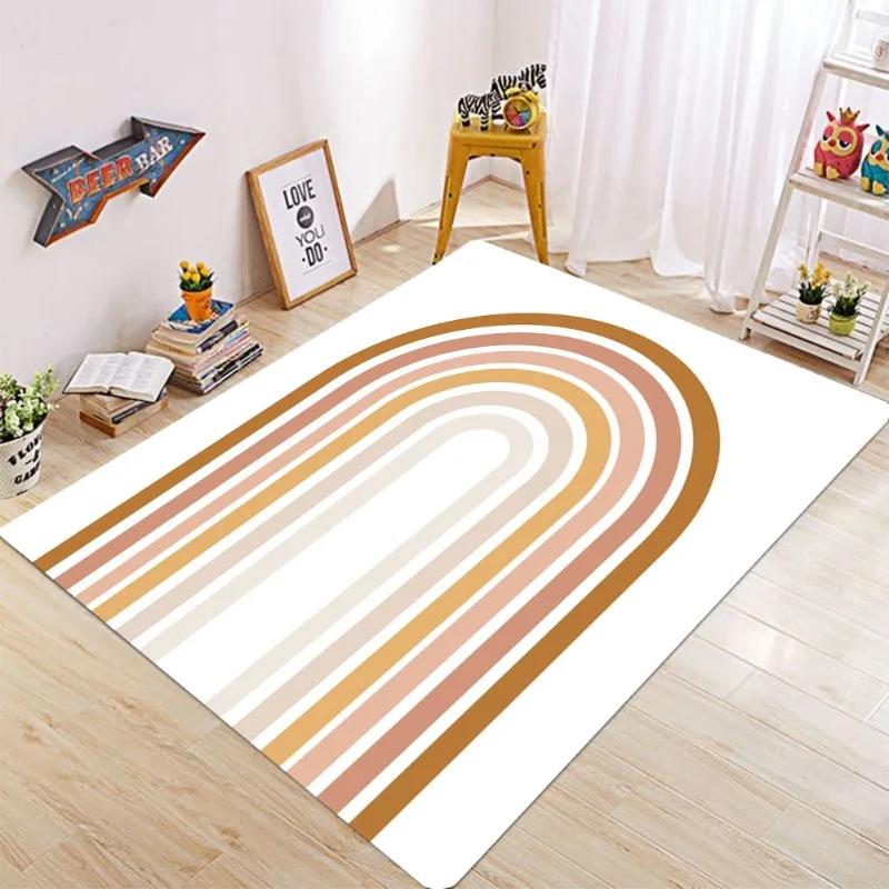 Modern Exquisite Striped Home Floor Mats Soft and Low-key Luxury Living Room Carpets Anti Slip Bedrooms Large-sized Accessories