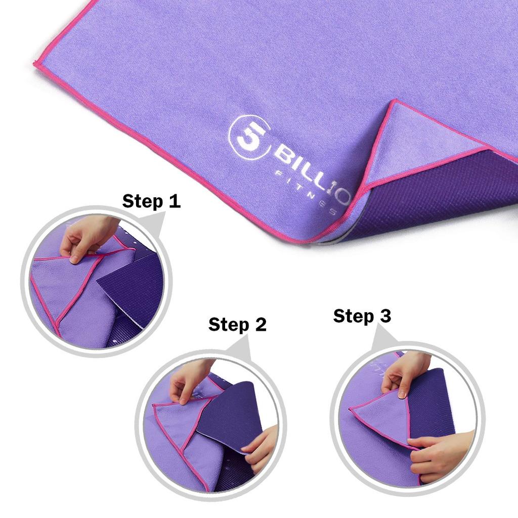 5BILLION Yoga Towel Fiber Hot Yoga Super Quick Drying Free Carry Bag Anti-Slip Ultra-Fine - 18361cm Towel, Absorbent, Washable, - (PURPLE)