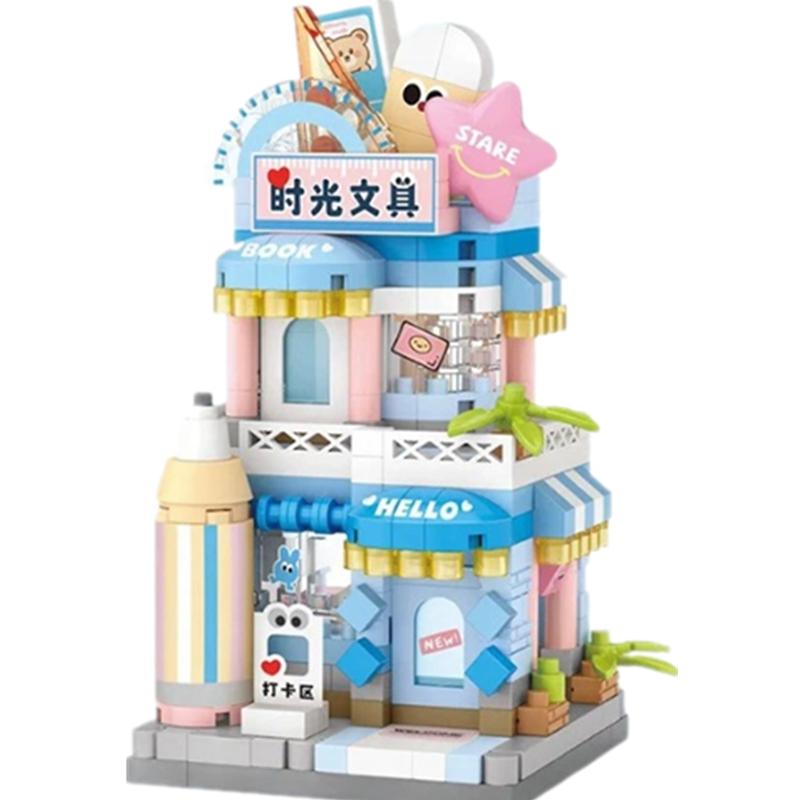 NEU Geschenk Snack Schreibwarenladen Kleiner Laden Laden Straßenansicht Lebensmittel Haus Bausteine Set Mädchen Bausteine Modell Kinderspielzeug Kinder