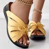 Women's Bowknot Slide Shoes, Peep Toe Arch Support Slip On Shoes, Comfort Outdoor Slide Sandals