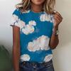 Colorful Floral 3D Digital Printed Women's Fashionable Casual Round Neck Short Sleeved T-shirt
