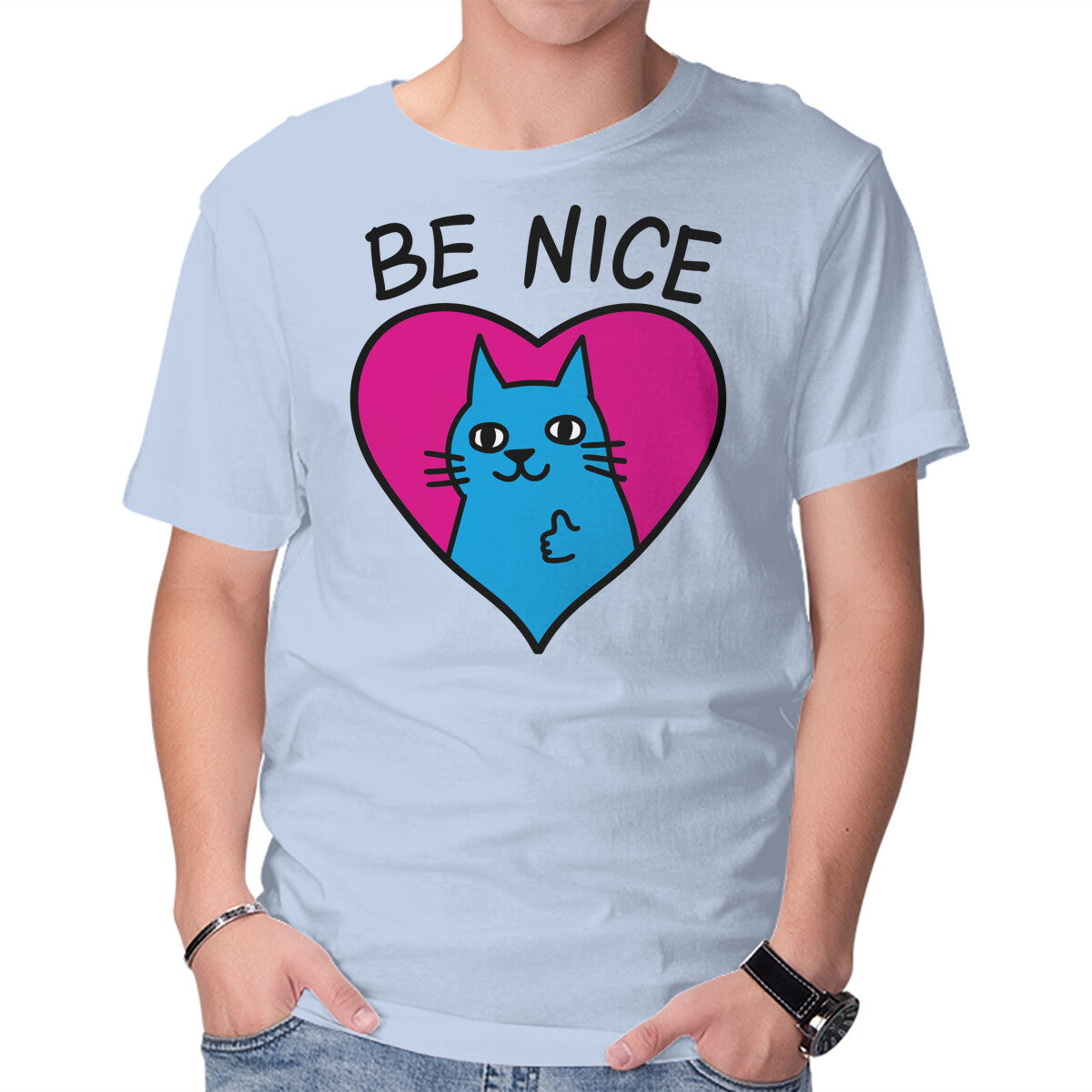 Unisex Crew Neck T-Shirt BE NICE Graphic Short Sleeve Casual Tee XXXL