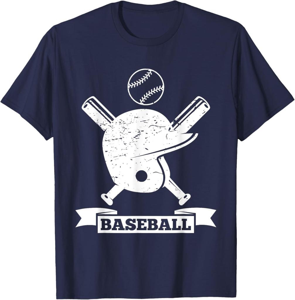 Baseball Helmet Bat Vintage Graphic Tee Casual Cotton Short Sleeve TShirt