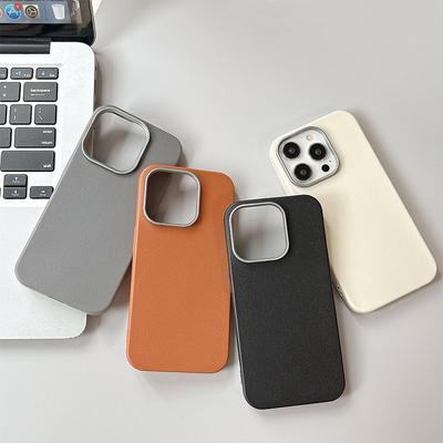 Capa Macia de Cor Sólida Simples para IPhone 17 Promax Capa de Telefone para Apple 16 Pro Novo 14 Padrão de Couro
