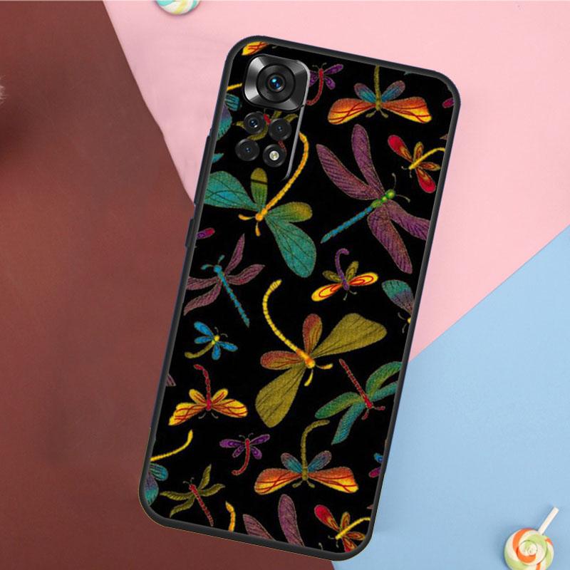 Floral Colorful Dragonfly Cover For Xiaomi Redmi Note 13 Pro 14 12 11 9 10 9S 10S 11S 12S Redmi 10C 12C 13C 14C Case