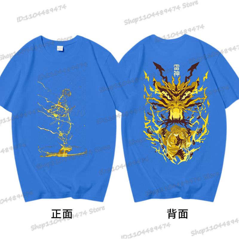 Demon Slayer T Shirts Anime Agatsuma Zenitsu Vintage Cotton Comfortable T-shirts Casual Loose T Shirt Male Female Streetwear