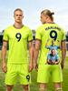 Summer New Haaland #9 Football Jersey Sports Short Sleeve T-shirts and Shorts Set Breathable Soft Fan Clothing Family Kids Tees