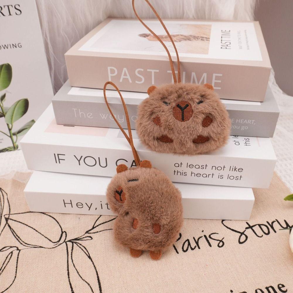 Brown Cell Phone Chain Furry Car Pendant Name Sticker Plush Pendants Bag Decoration