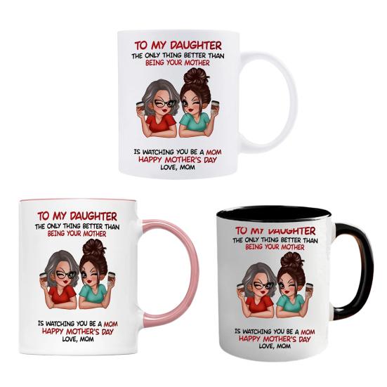 Ceramic Mug for Daughter Personalized Coffee Cup with Non-Slip Handle High-Temperature Fired Multi-Use Gift for Mother's Day Birthday Christmas