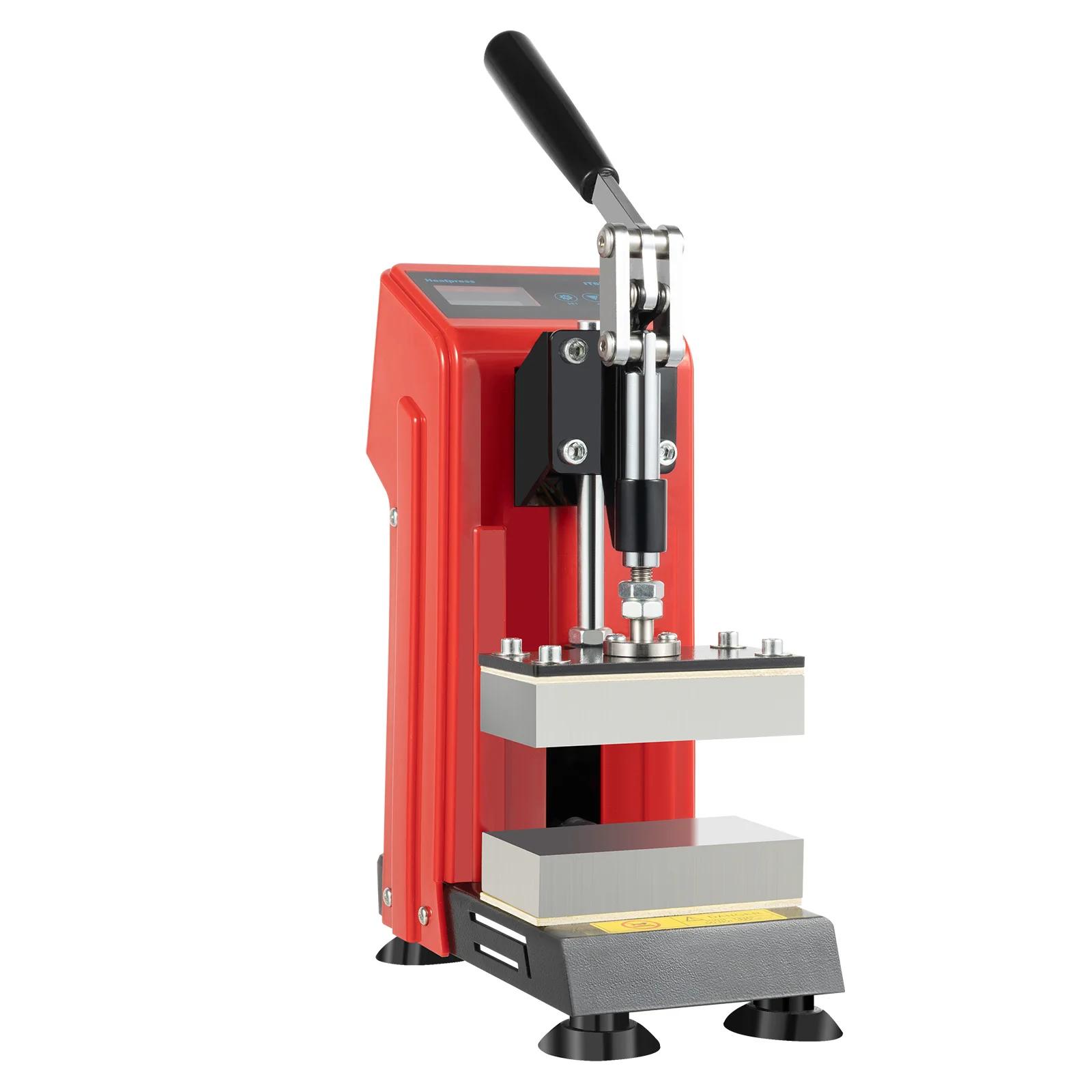 

2x5 дюймов 400 Вт Двойная нагревательная пластина Ручная термопресс-машина с ЖК-контроллером, 1100 фунтов давления Мини-экстрактор Термопресс красный