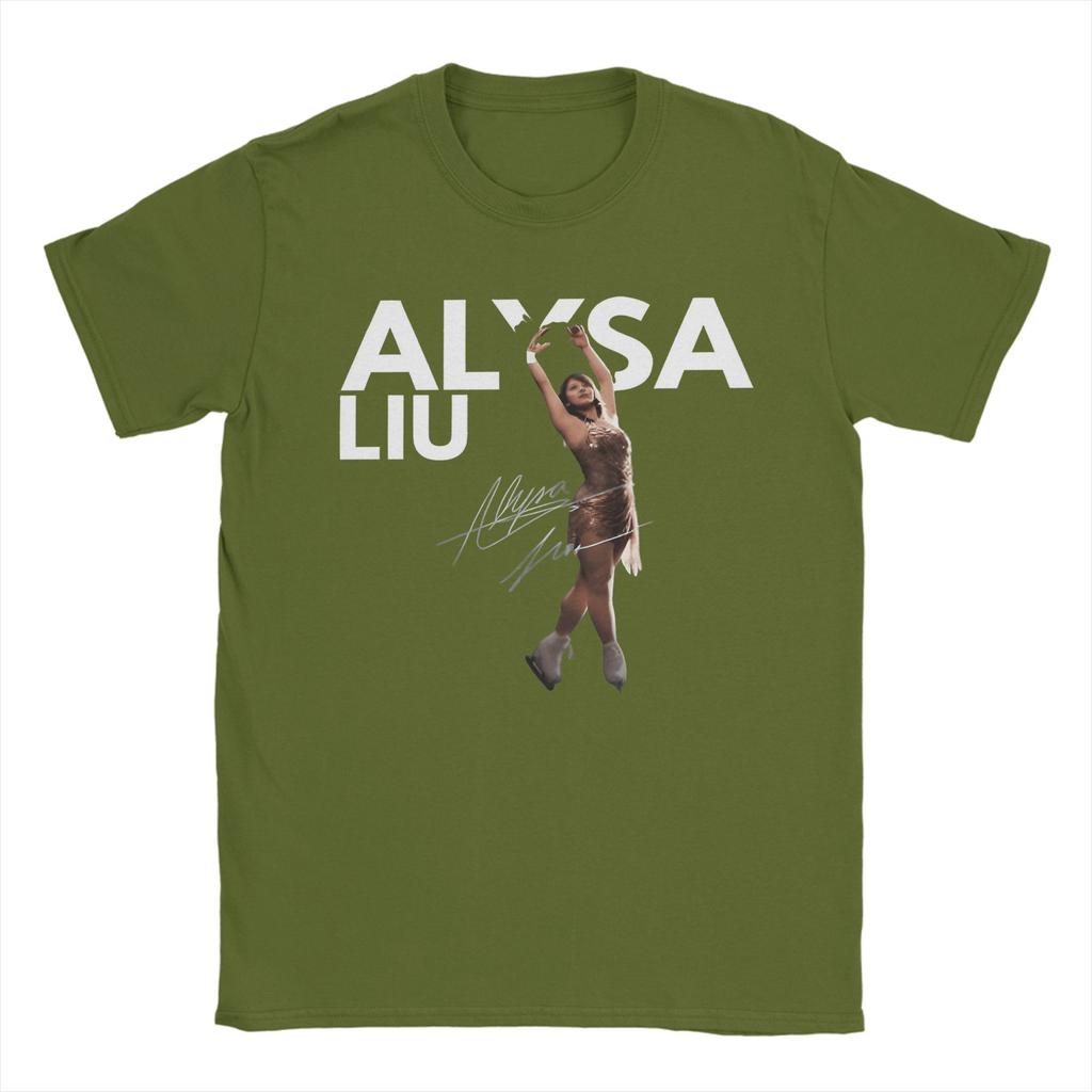 Vintage Alysa Liu Usa Skating TShirts for Unisex Crewneck Cotton T Shirts Short Sleeve Tee Shirt Gift Idea Clothes