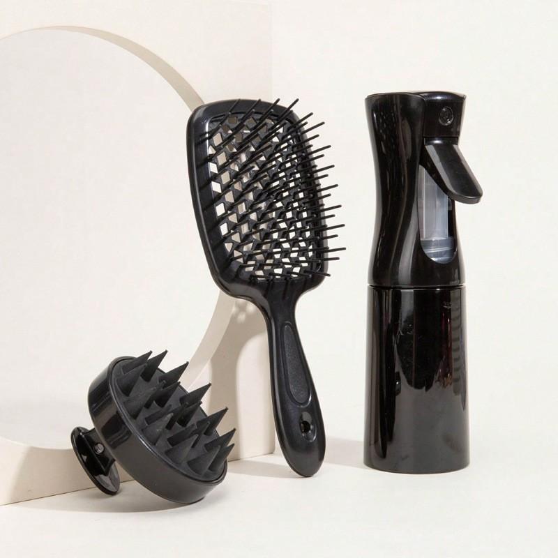 3-Piece Hair Care Set: Volumizing Styling Comb Scalp Massage Brush Spray Bottle Deep Cleansing