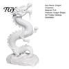 Handmade Dragon Figurine 3D Printed Chinese Figurine, Collectible White Statue, Model Sculpture Feng Shui Decoration for Home Office PLA Figure