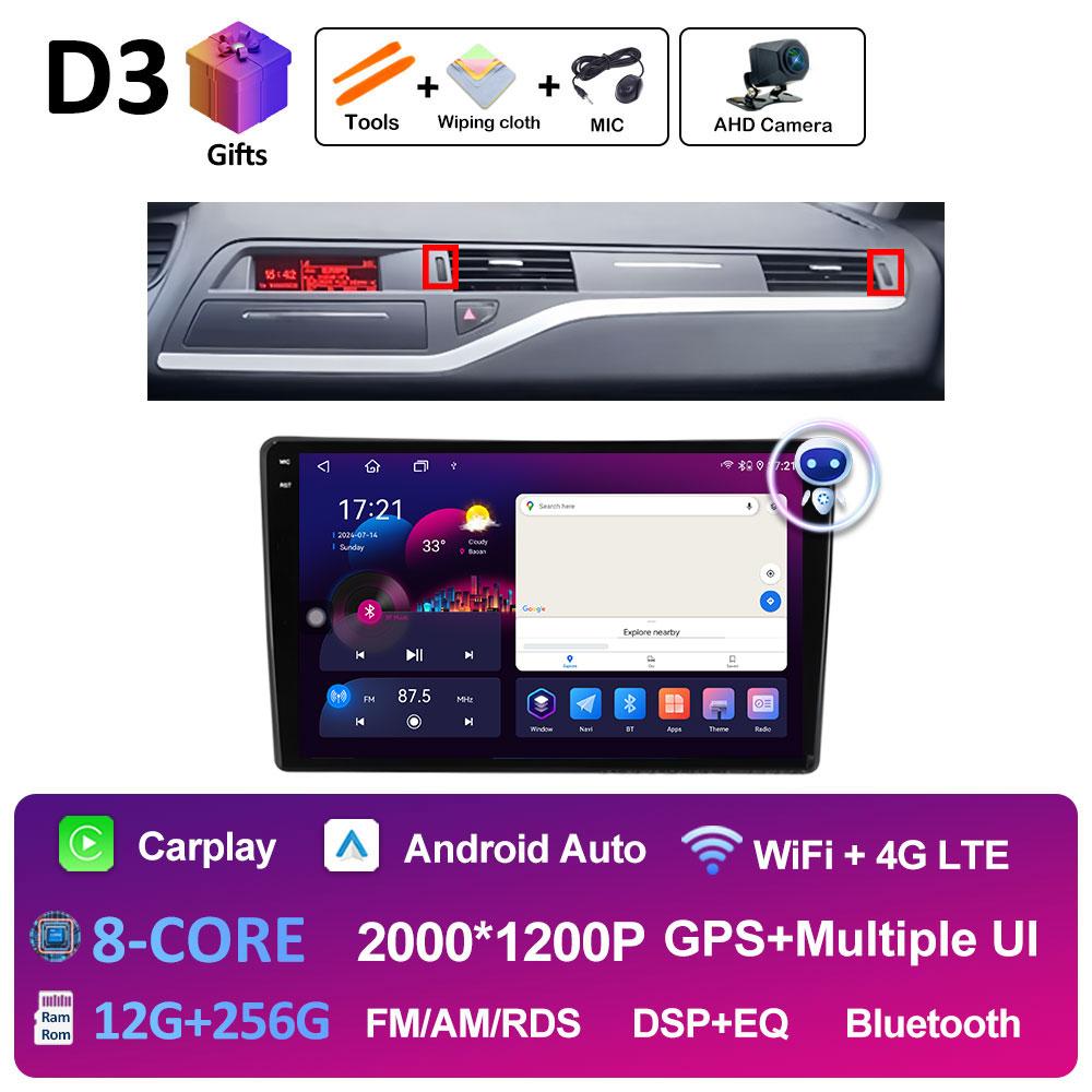 GPS Navigation Android 14 For Citroen C5 2008 2009 2010 2011 2012 2013 - 2017 Car Multimedia Radio Video Player QLED IPS Screen