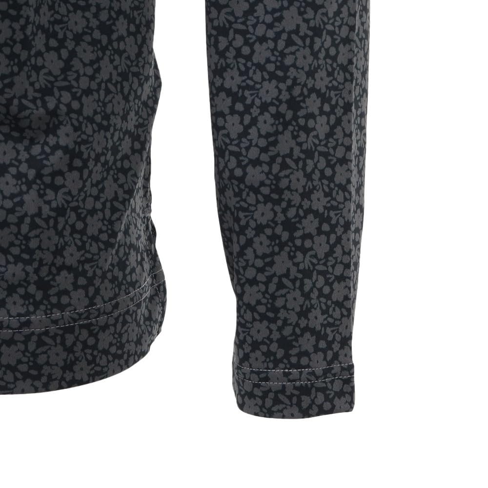 FootJoy Modern Classic Sketch Flower Print Long Sleeve Golf Shirt, Men's, Black, Size M (FJ-F23-S03)