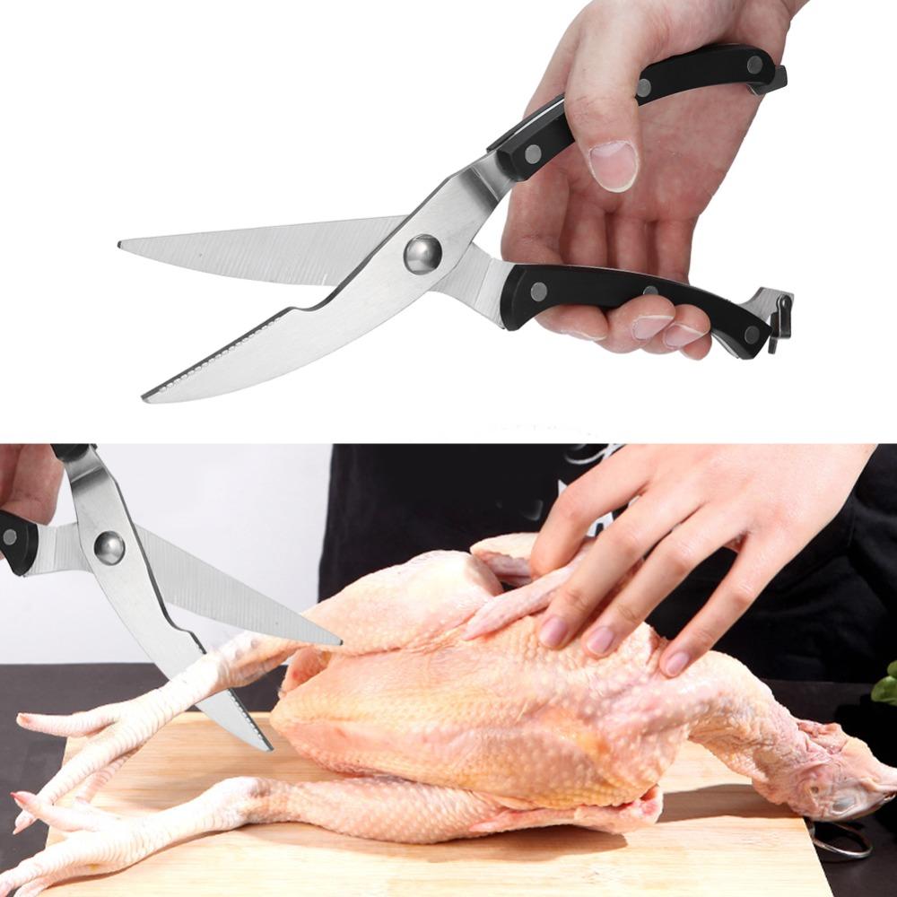 Stainless Steel Plastic Kitchen Scissors Non-Slip Handle Kitchen Shears Poultry Fish Chicken Meat