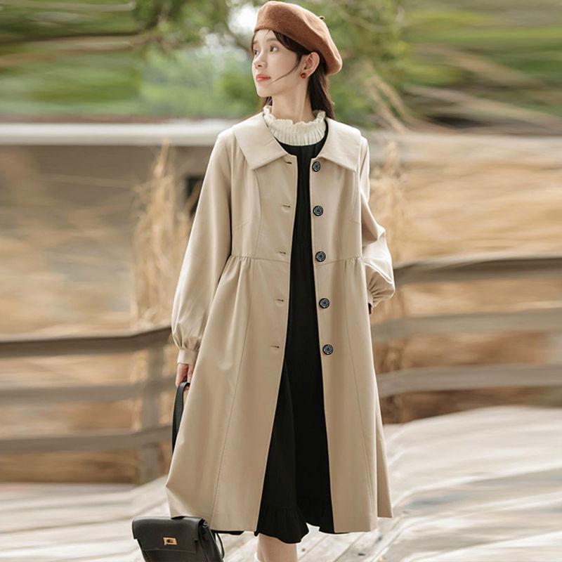 

Хаки Тренч с лацканами 2025: Маленькое, средней длины, свободного кроя, рукава-фонарики - Идеально для весны и осени. XS 37-45kg