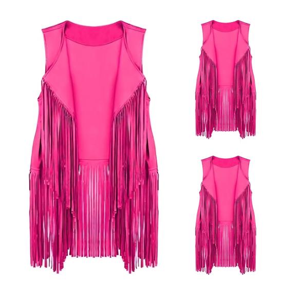 Vestă cu franjuri pentru femei, jachetă retro fără mâneci, ținute western de cowgirl, cardigan cu ciucuri cu față deschisă, îmbrăcăminte exterioară