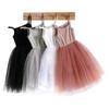 Rochie cu bretele pentru fete, cusături nervurate, fustă de balet, fustă din plasă, fustă prințesă, fustă tutu