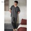 Xuan Liang's New Summer Sleepwear Men's Ice Silk Thin Short Sleeved Pants Simulation Silk Plus Size Home Suit Set