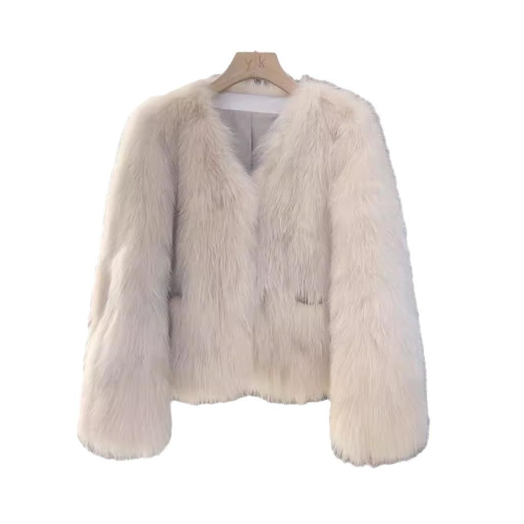 High-end Imitation Fox Fur Jacket Short Winter Thick Small Temperament Fashionable Furry Women's Light Luxury Top