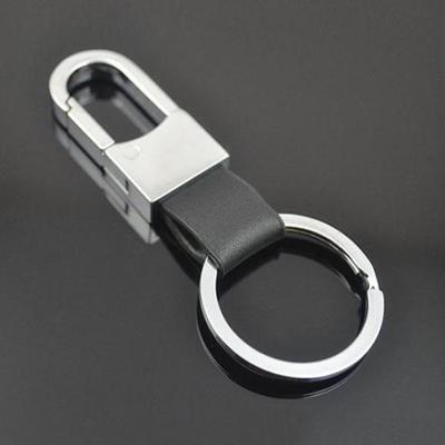 Moda masculina concisa pulseira de couro sintético liga chaveiro chaveiro presente