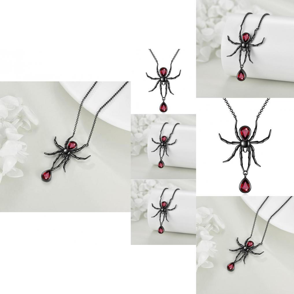 Gothic Style Black Spider Pendant Necklace For Women Fashionable Statement Jewelry