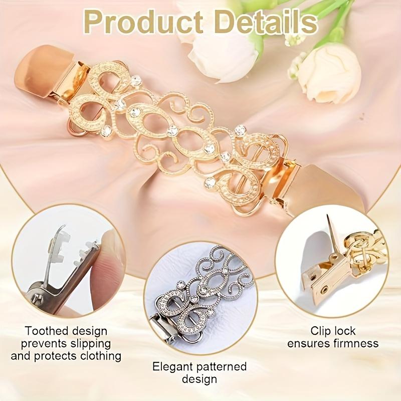 4Pcs Vintage Style Adjustable Waist Clips for Women, Metal Brooch Pins for Dress, Sweater & Shawl