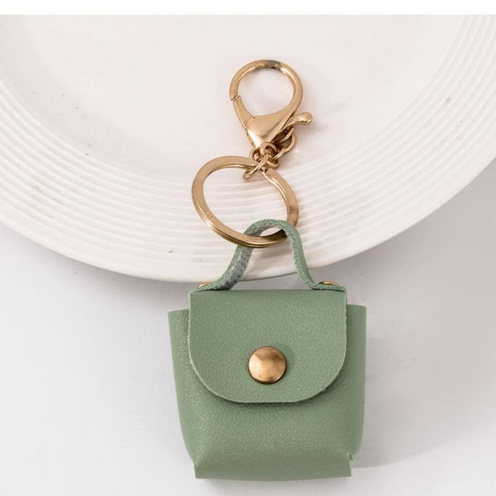 Amazon Change Bag Mini Small Storage Bag PU Leather Solid Color Square Bag Keychain Accessories Car Pendant