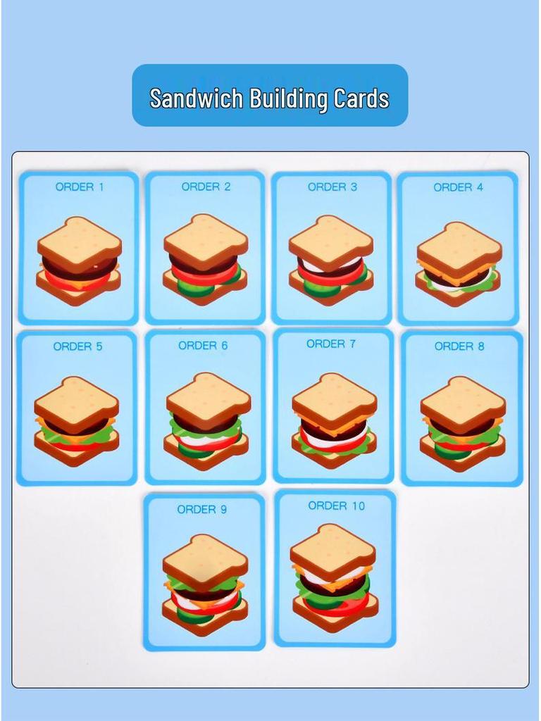 Wooden Play Food Set: Burger, Fries, Sandwich Toy for Pretend Kitchen Fun