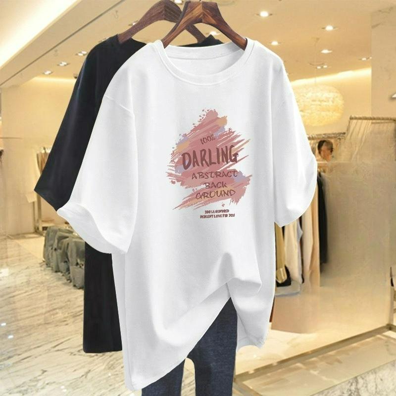 Абрикосовая свободная хлопковая футболка с коротким рукавом женская длинная весенне-летняя большого размера уникальный топ нижняя рубашка XS белый