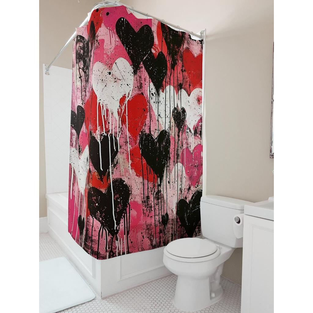 Abstract Heart Art Shower Curtain For Bathroom Decoration