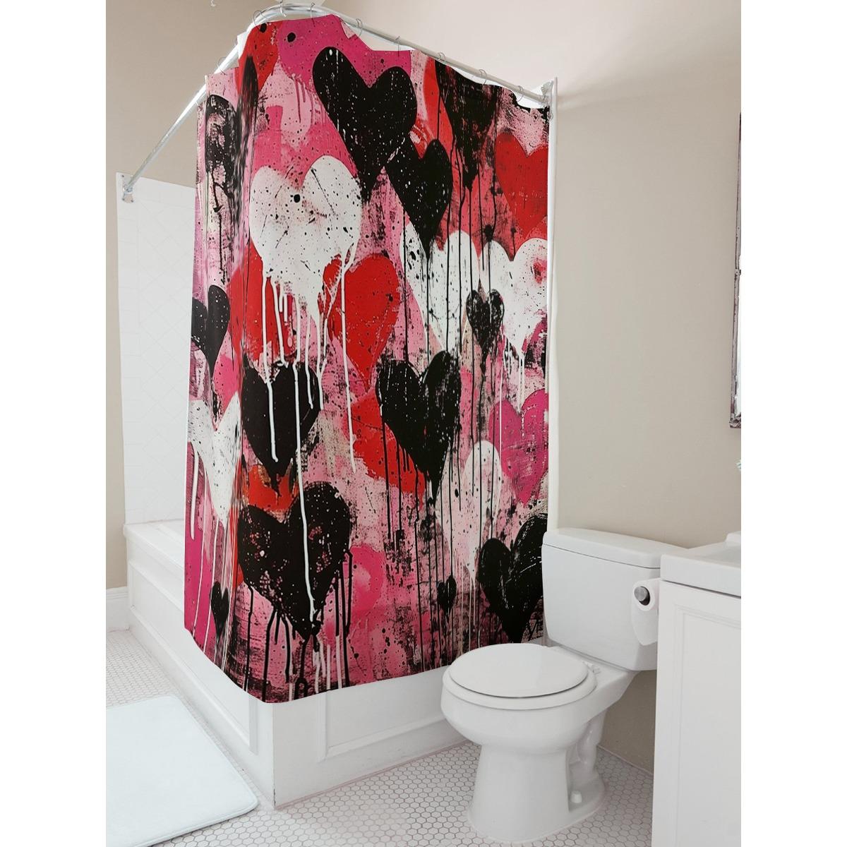 

Abstract Heart Art Shower Curtain For Bathroom Decoration W60H190(CM)-1 Pcs