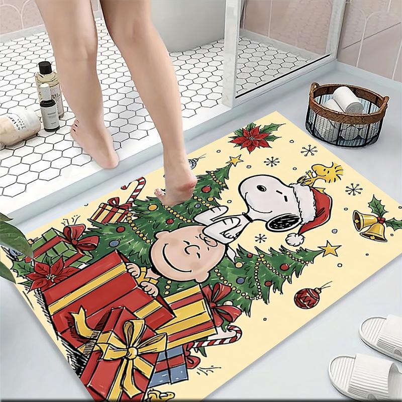 Snoopy'S Festive Christmas Carpet Rug Soft Washable Anti Slip Home Living Room Sofa Mats Personalized Christmas Rug