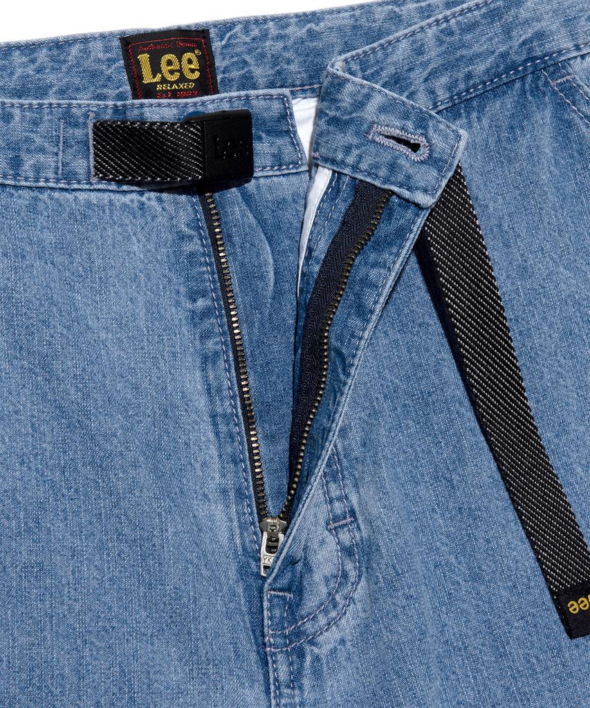 LEE Men Webbing Belt Linen Denim Pants Indigo Light