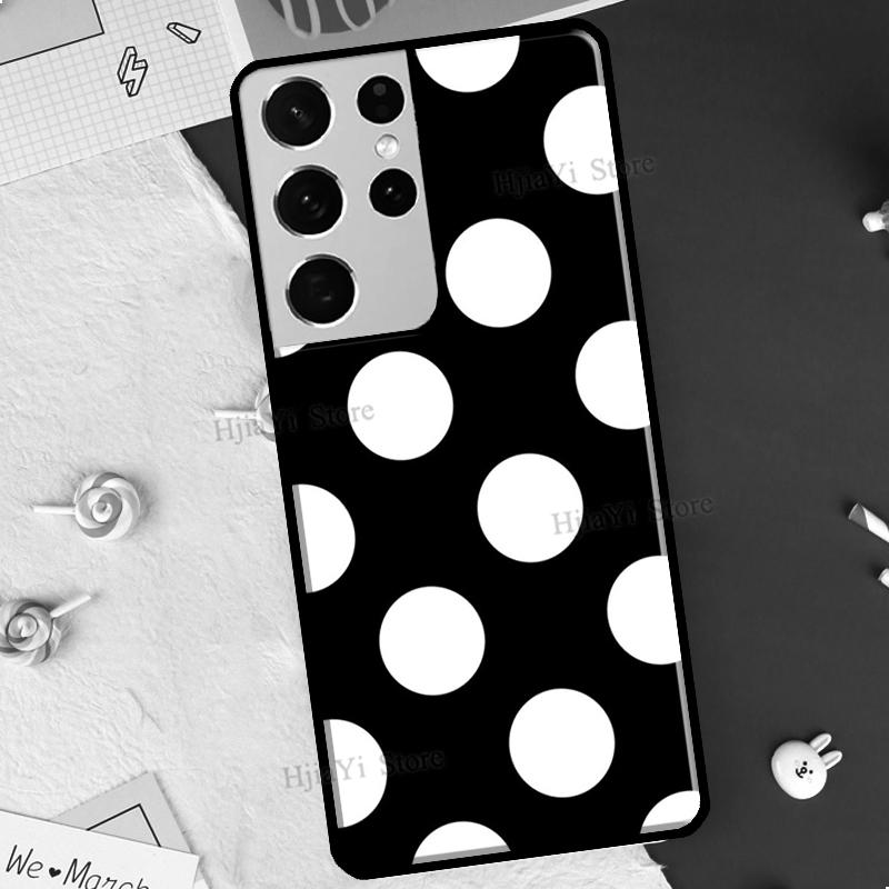Black And White Polka Dot Case For Samsung Galaxy S21 S22 Ultra Note 20 S8 S9 S10 Note 10 Plus S20 FE Phone Cover