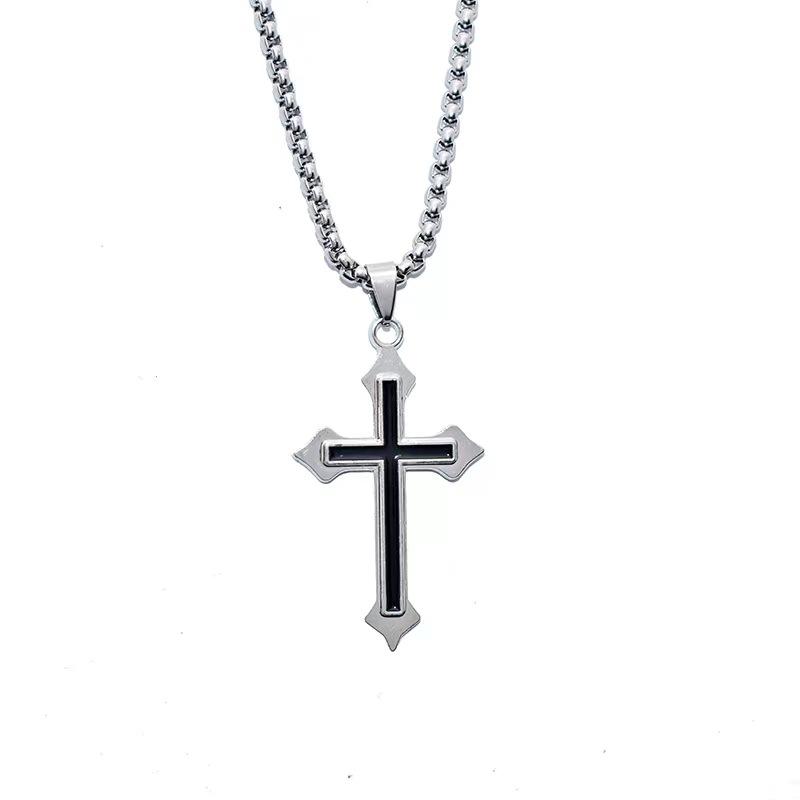 

Cross necklace ins tide couple dancing titanium steel chain pendant personalized student hip hop match