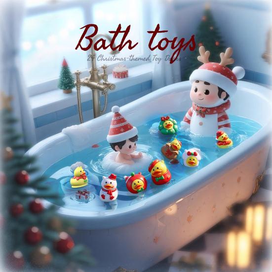24Pcs Christmas Rubber Ducks Advent Calendar 24-Day Countdown Box Fun Decorative Kids Gift Xmas