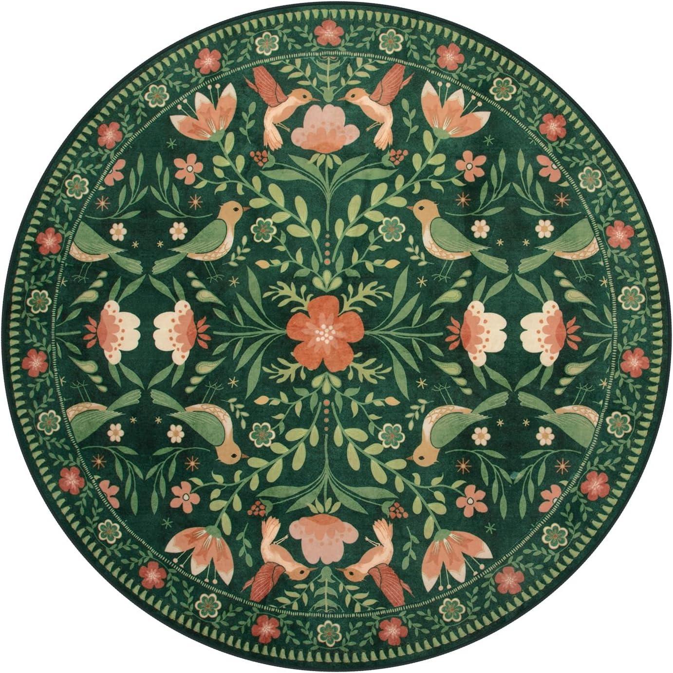 

Круглый ковер для гостиной, складной, машинная стирка, персидский этнический стиль, коврики для кофейного столика, прикроватные коврики для спальни, шерстяные ковры для гардеробной Diameter 80cm