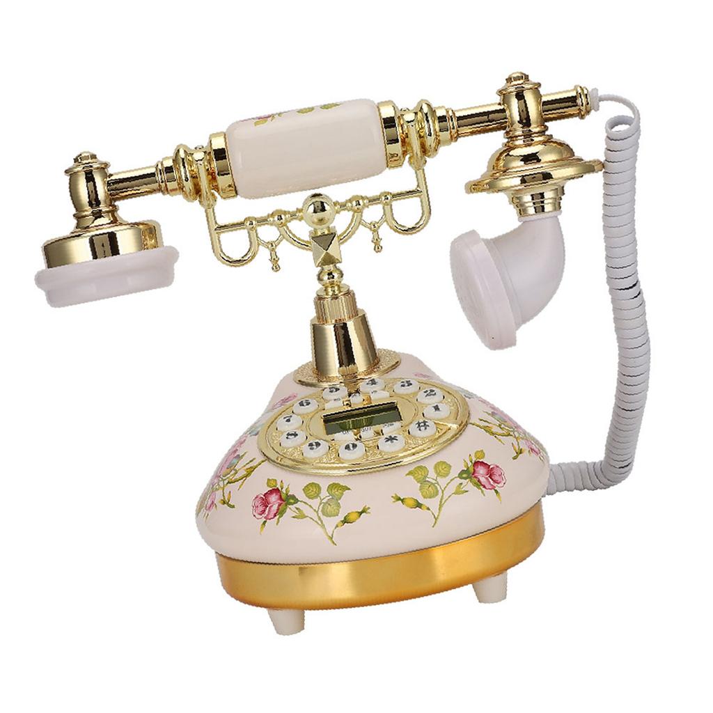 MS-9100 Round Base Ceramic European Rose Retro Telephone for Automatic Detection To FSK DTMF