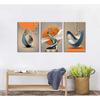 3 Pcs Bright Style Canvas Wall Art Modern Abstract Golden Deer Luxury Foil Lines Posters Prints White Blue Orange Color Grey Painting Pictures for