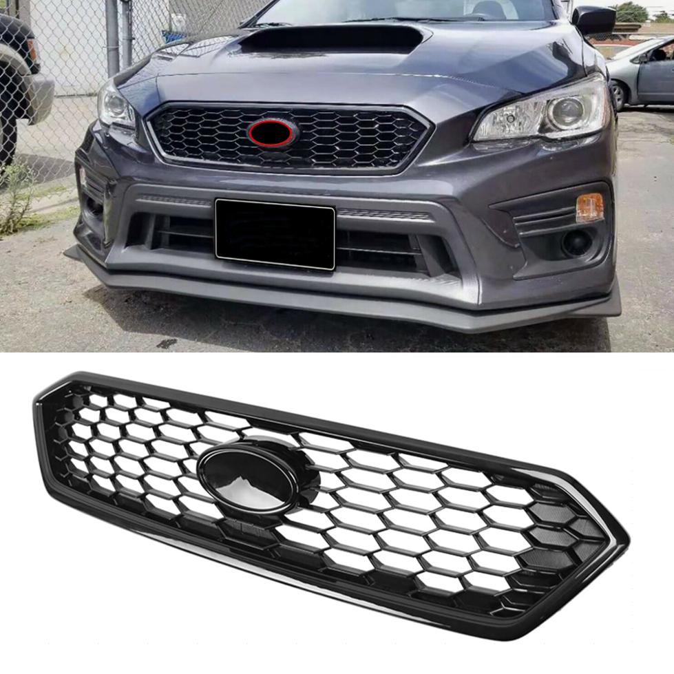 New For Subaru WRX STI 2018-2021 Factory Style Gloss Black Upper Honeycomb Mesh Grille Shell w/Badge Slot
