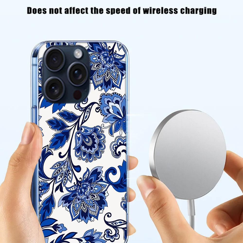 Blau weißes Porzellanmuster Klare Handyhülle Für Iphone 17 Air 16 Pro Max 15 Pro 14 Plus 17E 16E 11 13 12 Mini Hüllen Cases Fund
